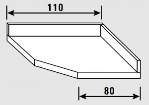 34921.11 Plan d'angle en acier inoxydable avec dosseret passé cm 110x80x15h