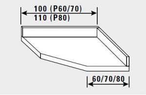 24841.10 Plan de travail d'angle en acier inoxydable avec dosseret 100x60x14h cm