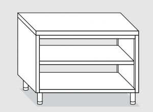 23002.11 Table ouverte passante Agi 110x60x85h cm plateau lisse - étagère intermédiaire et inférieure