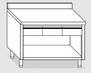 23004.12 Table armoire ouverte Agi cm 120x60x85h dosseret arrière - 2 tiroirs horizontaux