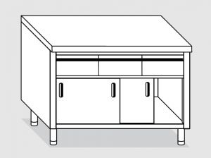 23303.10 Table armoire Agi cm 100x70x85h plateau lisse - 2 tiroirs horizontaux - portes coulissantes