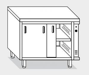 13600.10 Table armoire Warm g40 cm 100x60x85h plateau lisse - portes coulissantes
