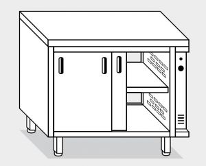13602.10 Table armoire chaude g40 cm 100x60x85h plateau lisse - portes des deux côtés