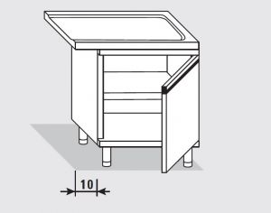 52753.06 Table armoire avec sortie à droite avec 1 porte battante 60x60x85h cm sans dosseret
