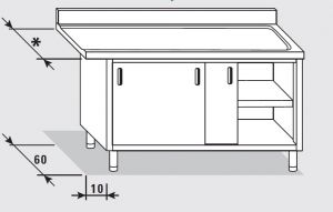 52700.11 Table armoire sortie droite avec portes coulissantes 110x*x85h cm
