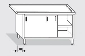 52703.11 Table armoire sortie droite avec portes coulissantes 110x60x85h cm sans dosseret