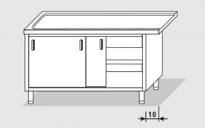 52704.12 Table armoire sortie gauche avec portes coulissantes faciles 120x60x85h cm sans dosseret