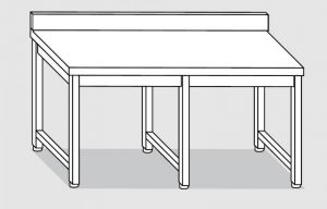 30101.32 Table sur 6 pieds passé cm 320x90x85h dosseret arrière - sans étagère inférieure