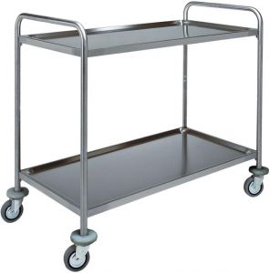 CA 1413 Stainless steel service trolley 2 shelves load 100 kg 110x70x94h
