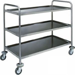 CA 1416 Stainless steel service trolley 3 shelves load 100 kg 110x70x104h
