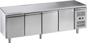 G-GN4100BT-FC Table réfrigérée ventilée en acier inoxydable AISI 201, 4 portes, -18 / -22 ° C