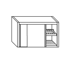 PE7027 Cabinet with sliding doors in stainless steel dish rack shelf L = 80cm