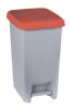 T909967 Gray polypropylene pedal bin with red lid 60 liters (pack of 6 piece