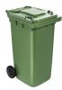 T766623 Green Plastic waste container for outdoor on 2 wheels 240 liters