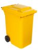 T766631 Yellow Plastic waste container for outdoor on 2 wheels 360 liters
