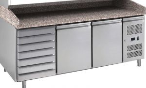 G-PZ2610TN-FC Table réfrigérée ventilée et comptoir à pizza en acier AISI201