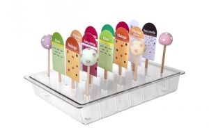 ITP805 Stick- Display verticale per porta stecchi e lollipop in policarbonato per vetrine gelato