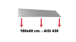 IN-699.60.18.430 Tetto inclinato in acciaio inox AISI 430 dim. 180x60 cm. per armadio IN-690.18.60.430