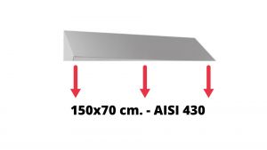 IN-699.70.15.430 Tetto inclinato in acciaio inox AISI 430 dim. 150x70 cm. per armadio IN-690.15.70.430