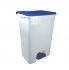T912855 Mobile pedal container in white - blue plastic 80 liters