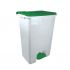 T912858 Mobile pedal container in white - green plastic 80 liters