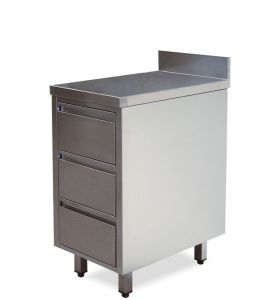 CA3004 drawers with stainless steel splashback and 3 drawers