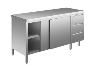 EU04101-14 Table armoire ECO cm 140x70x85h plateau lisse - portes coulissantes - tiroir 3c à droite