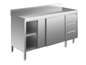 EU04103-18 Table armoire ECO cm 180x70x85h dosseret - portes coulissantes - tiroir 3c à droite