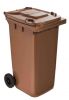 T766624 Brown Plastic waste container for outdoor on 2 wheels 240 liters
