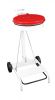 T601047 White steel Wheeled pedal operated sack holder Red lid