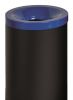 T770025 Fireproof paper bin Black steel with blue colored lid 90 liters