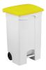 T115956 White Plastic pedal bin Yellow lid 90 liters 