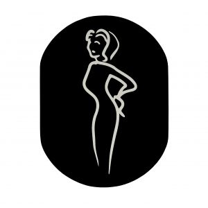 T709901 Placa pictograma aluminio negro Baños mujeres