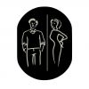 T709901 Placa pictograma aluminio negro Baños Hombres y Mujeres