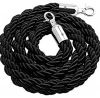 T106321 Cuerda negra 2 mosquetones de fijación cromadas para poste separador 1,5 m