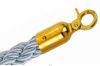 T106330 Grey rope with 2 gold color steel fixing hooks for crowd control post 1,5 meters