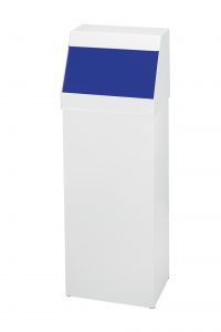 T790025 Contenitore rettangolare push metallo bianco sportello blu 50 litri