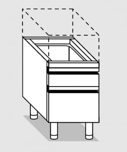 25261.04 Commode modulable pour porte-bûches 40x70x66h cm avec deux tiroirs